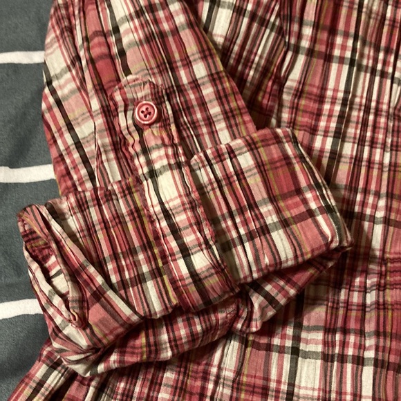 Women 3/4 sleeve plaid blouse - Picture 4 of 6